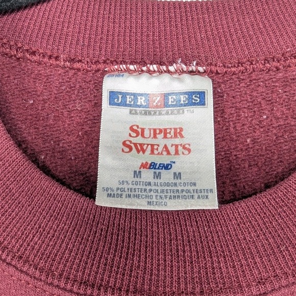 Jerzees Super Sweats Burgundy Embroidered Butterfly Crewneck Sweatshirt Mens M - Picture 3 of 7
